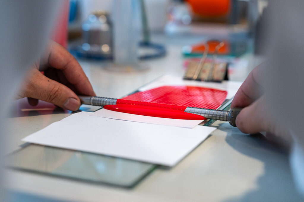 Red paint laboratory testing colorimetry training hands-on learning