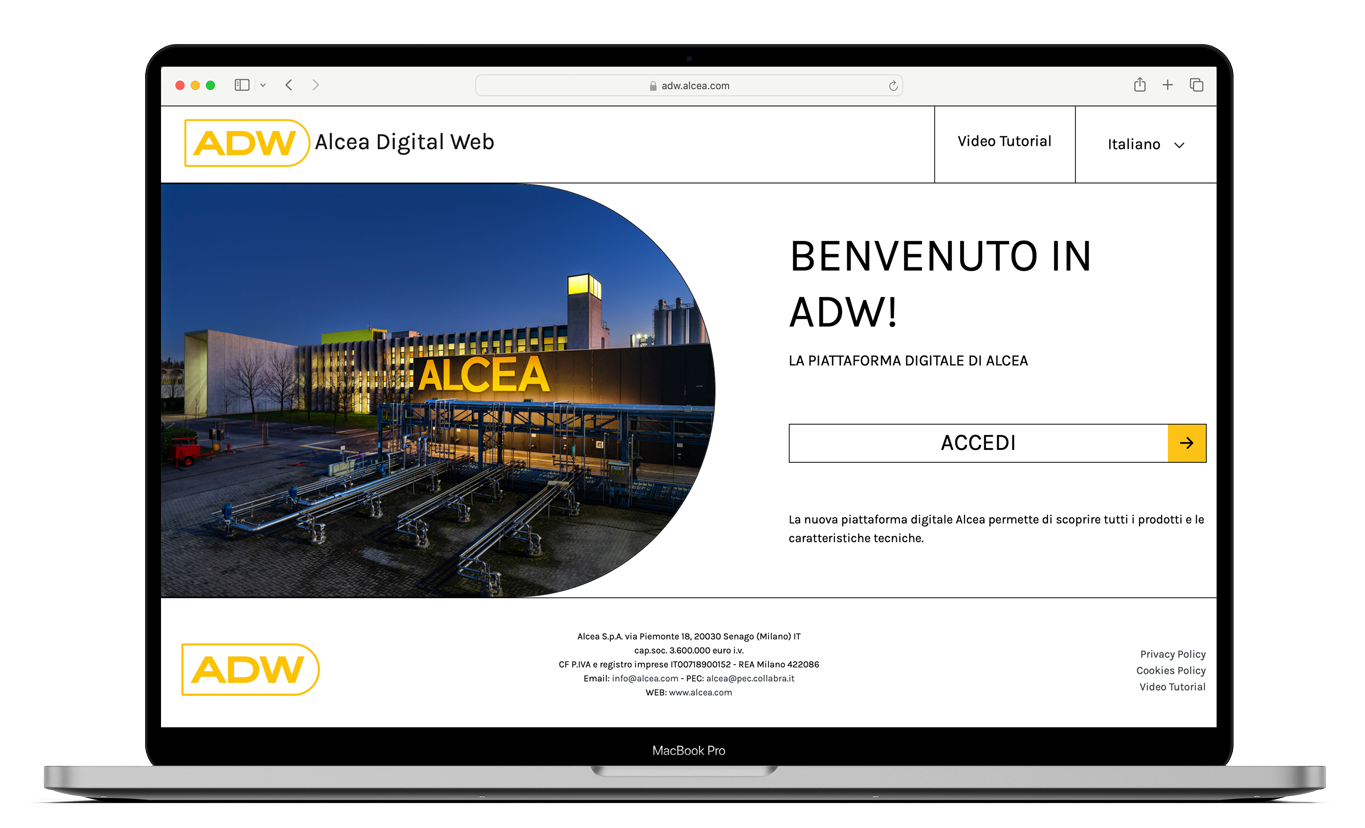 Schermata della piattaforma ALCEA DIGITAL WEB (ADW)